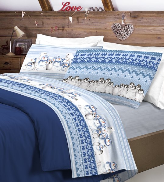 completo lenzuola in cotone inverno polare blu - lovehome