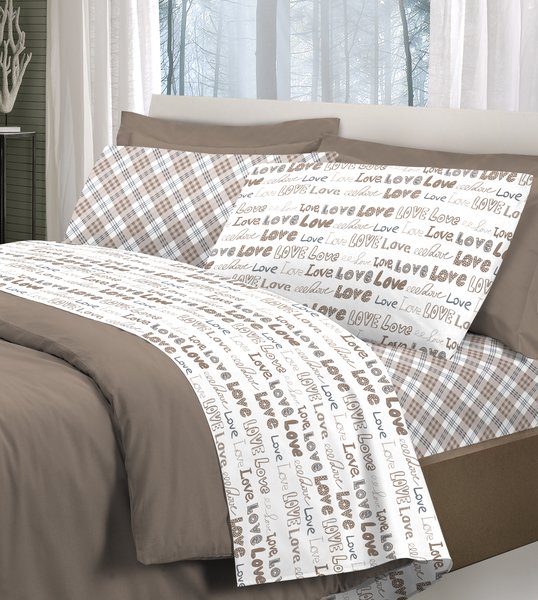 completo lenzuola in cotone love beige - lovehome