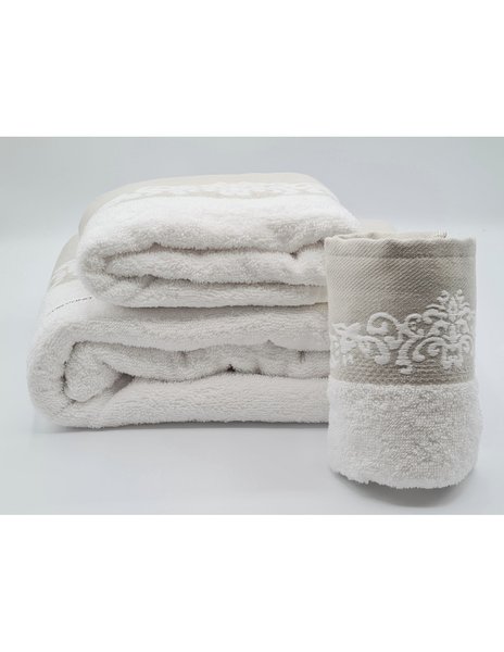 Asciugamani 2 pezzi - 3 pezzi disegno decoro white