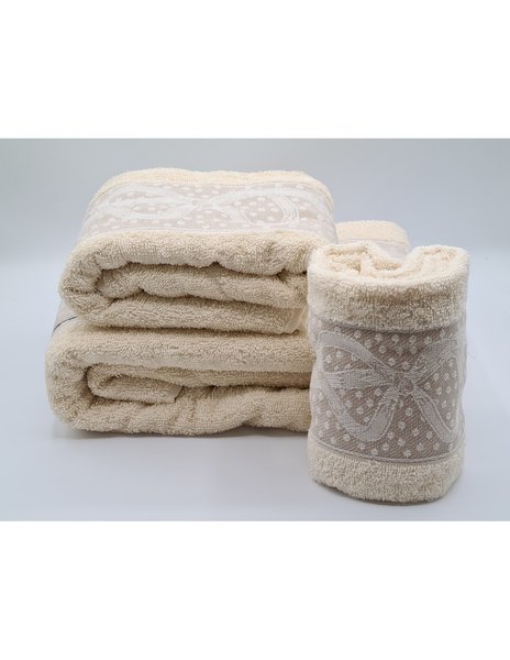 Asciugamani 2 pezzi - 3 pezzi disegno gift beige
