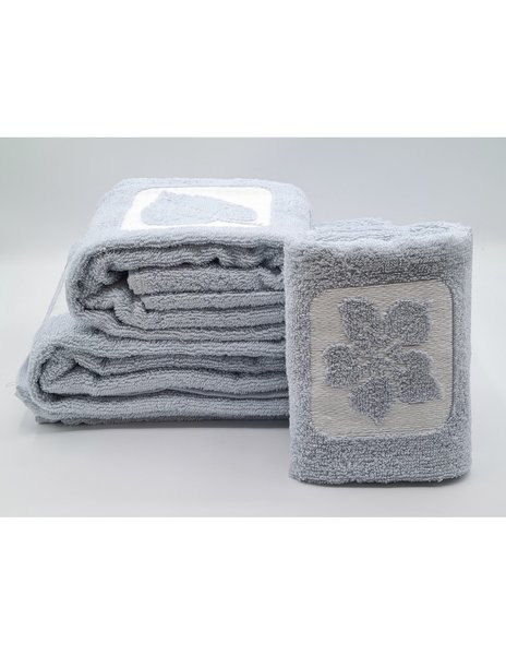 Asciugamani 2 pezzi - 3 pezzi disegno flower blu