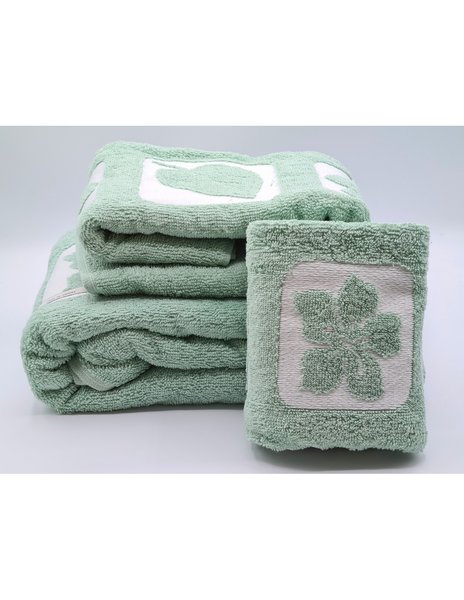 Asciugamani 2 pezzi - 3 pezzi disegno flower green