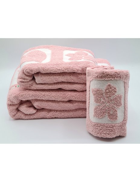 Asciugamani 2 pezzi - 3 pezzi disegno flower pink