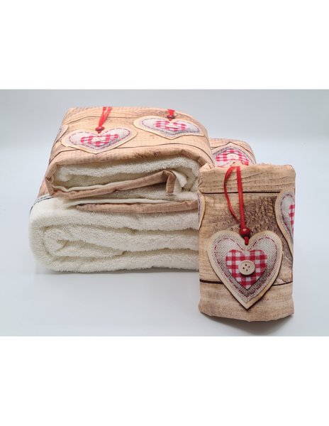Set asciugamani stampa digitale 2 pezzi - 3 pezzi disegno hearts