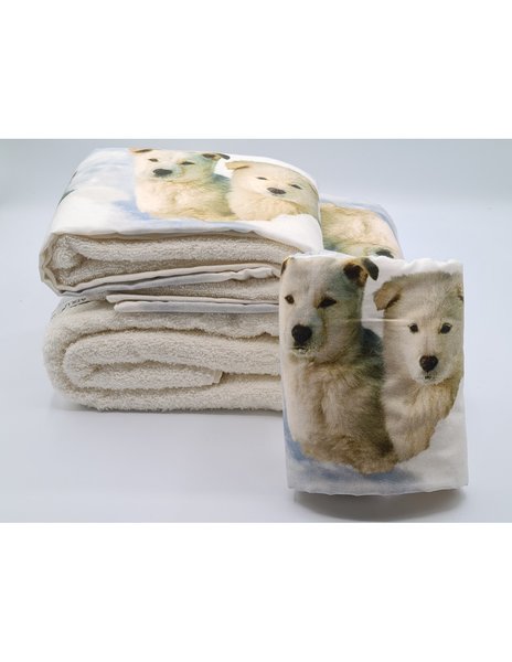 Set asciugamani stampa digitale 2 pezzi - 3 pezzi disegno lupi nella neve