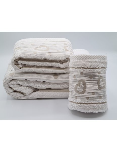 Set asciugamani 2 pezzi - 3 pezzi disegno love white
