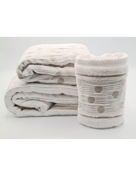 Set asciugamani 2 pezzi - 3 pezzi disegno pois white