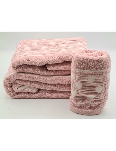 Set asciugamani 2 pezzi - 3 pezzi disegno love rosa