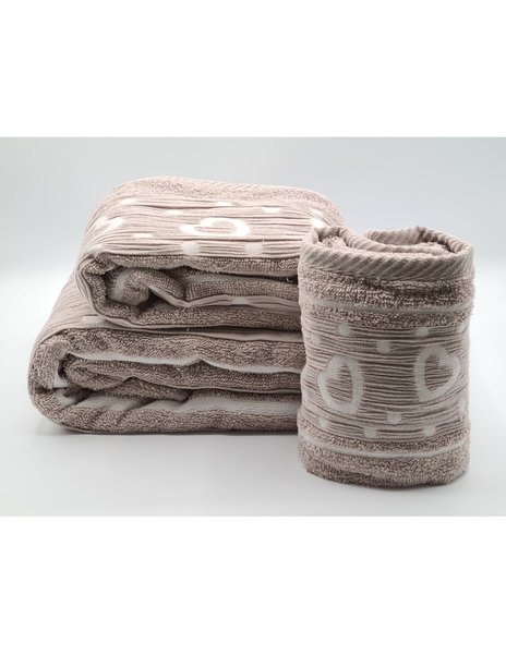 Set asciugamani 2 pezzi - 3 pezzi disegno love grey