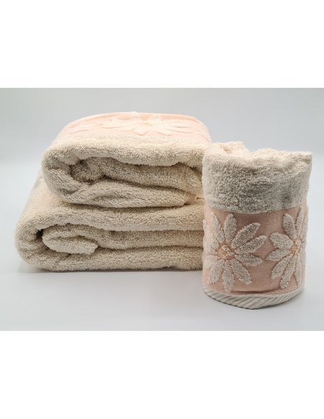 Set asciugamani 2 pezzi - 3 pezzi disegno fiore delicato