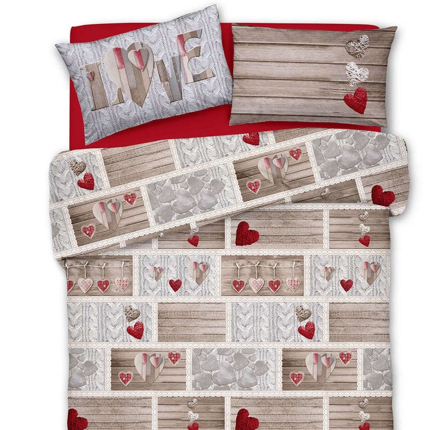 Copripiumino - shabby love rosso - in cotone made in italy