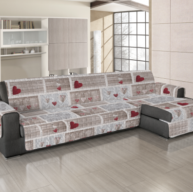 Copridivano con penisola shabby love rosso